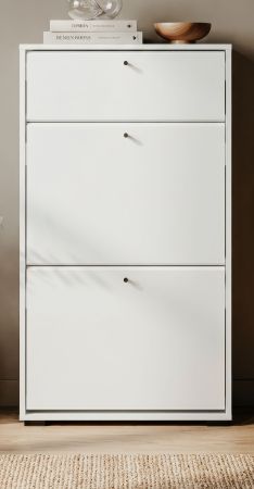 Schuhkipper Binz in Wei�, 2 Klappen und Schubkasten 58 x 111 cm