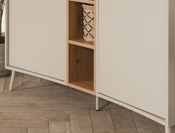 Sideboard Sena in Kaschmir und Artisan Eiche 135 cm, mit Push-to-Open