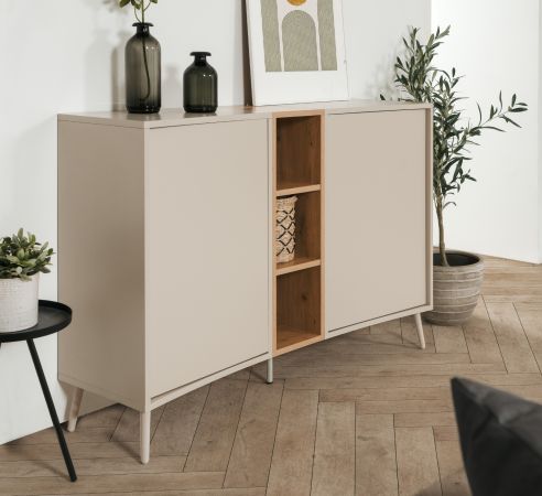Sideboard Sena in Kaschmir und Artisan Eiche 135 cm, mit Push-to-Open