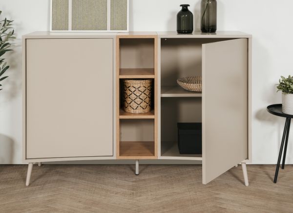 Sideboard Sena in Kaschmir und Artisan Eiche 135 cm, mit Push-to-Open