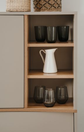 Highboard Sena in Kaschmir und Artisan Eiche 90 x 140 cm, mit Push-to-Open
