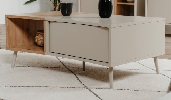 Couchtisch Sena in Kaschmir und Artisan Eiche 94 x 60 cm, mit Push-to-Open