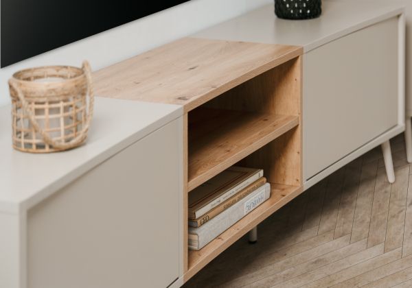 TV-Lowboard Sena in Kaschmir und Artisan Eiche 175 cm, mit Push-to-Open