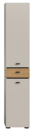 Badezimmer Hochschrank Matteo in Kaschmir und Evoke Eiche 32 x 191 cm