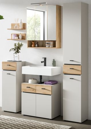 Badm�bel Set Matteo in Kaschmir und Evoke Eiche Badkombination 154 x 191 cm