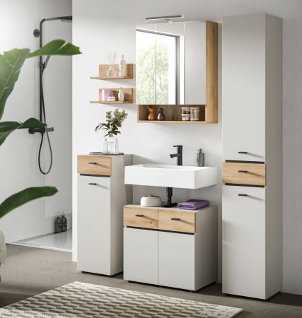 Badm�bel Set Matteo in Kaschmir und Evoke Eiche Badkombination 154 x 191 cm