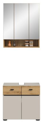 Badm�bel Set Matteo in Kaschmir und Evoke Eiche Badkombination 60 x 191 cm