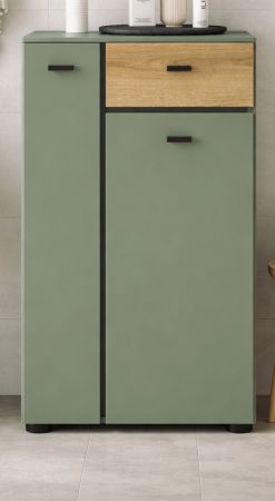 Badezimmer Kommode Matteo in Gr�n und Evoke Eiche 51 x 91 cm