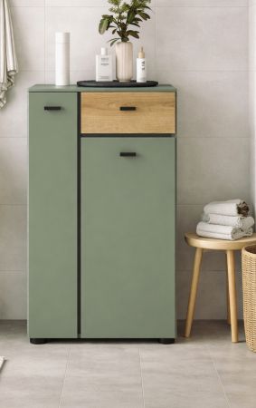 Badezimmer Kommode Matteo in Gr�n und Evoke Eiche 51 x 91 cm