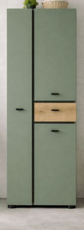 Badezimmer Hochschrank Matteo in Gr�n mit Evoke Eiche 51 x 191 cm