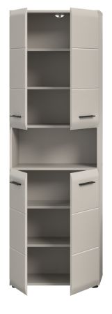 Badezimmer Hochschrank Cover in Kaschmir / Sand Badschrank 4-t�rig 60 x 185 cm