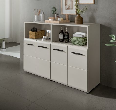 Badezimmer Kommode Cover in Kaschmir / Sand Badschrank 2-t�rig 60 x 80 cm