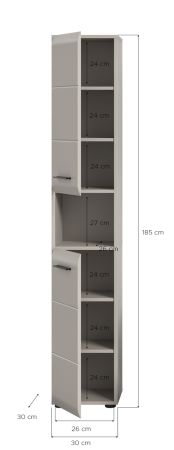 Badezimmer Hochschrank Cover in Kaschmir / Sand, 2-t�riger Badschrank 30 x 185 cm
