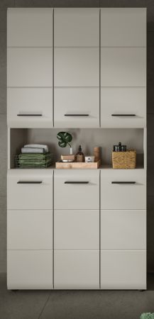 Badezimmer Hochschrank Cover in Kaschmir / Sand, 6-t�riger Mehrzweckschrank 90 x 185 cm