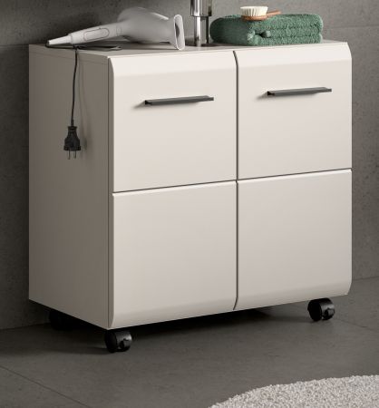 Waschbeckenunterschrank Cover in Kaschmir / Sand Badschrank auf Rollen 60 cm