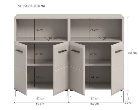 Badezimmer Kommode Set Cover in Kaschmir / Sand, 2x Badkommode 120 x 80 cm