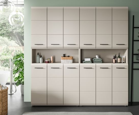 Badezimmer Hochschrank Set Cover in Kaschmir 2x Mehrzweckschrank 180 x 185 cm