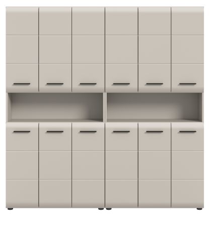 Badezimmer Hochschrank Set Cover in Kaschmir 2x Mehrzweckschrank 180 x 185 cm