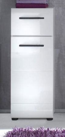 Badezimmer Kommode Clarito in wei� Hochglanz, Badschrank 30 x 79 cm