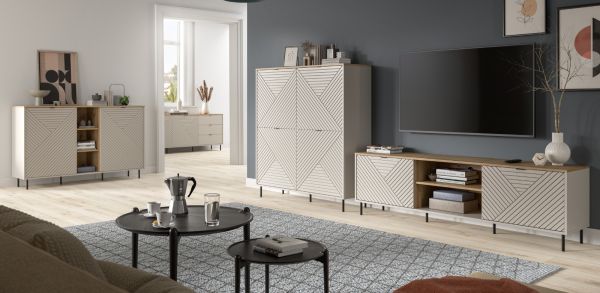 TV-Lowboard Bente in Kaschmir und Evoke Eiche 184 x 55 cm