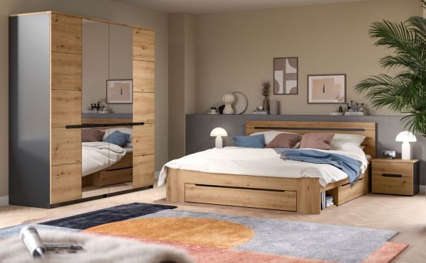 Sideboard Cooper in Artisan Eiche und grau Kommode 130 cm, Soft-Close