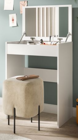 Schminktisch Charme in Wei�, Kosmetiktisch mit Spiegel 62 x 84 cm, Soft-Close