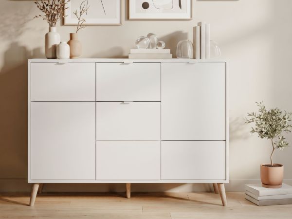 Kommode Runa in wei� matt Sideboard skandinavisch 115 cm