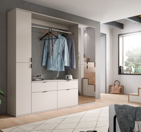 Garderobenschrank Line-Up in Kaschmir Schuhschrank mit Spiegel 61 x 193 cm