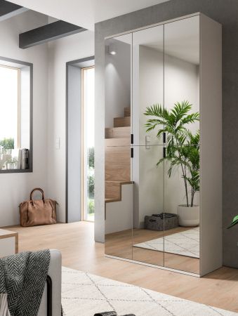 Garderobenschrank mit Spiegel Line-Up in Kaschmir, Schuhschrank 91 x 193 cm