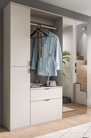 Garderobenschrank mit Spiegel Line-Up in Kaschmir, Schuhschrank 122 x 193 cm