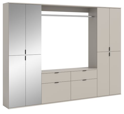 Garderobe Set Line-Up in Kaschmir, Garderoben- und Schuhschrank mit Spiegel 243 x 193 cm