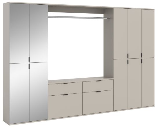 Garderobe Set Line-Up in Kaschmir, Garderobenschrank mit Spiegel 273 x 193 cm
