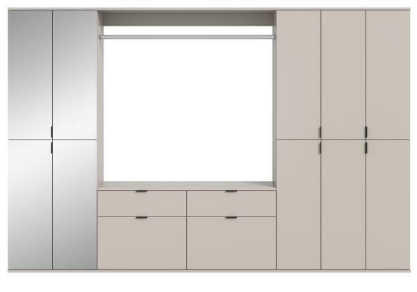 Garderobe Set Line-Up in Kaschmir, Garderobenschrank mit Spiegel 273 x 193 cm