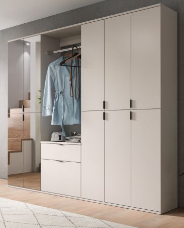 Garderobe Set Line-Up in Kaschmir, Garderobenschrank mit Spiegel 213 x 193 cm
