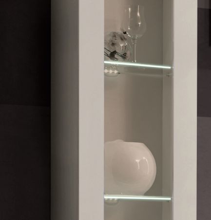 Wohnwand Option in Kaschmir Schrankwand 4-teilig h�ngend mit Ethanol Kamin und LED, 260 x 170 cm
