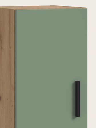Wohnwand Onawa in Gr�n und Artisan Eiche Wohnkombination h�ngend / stehend 300 x 178 cm