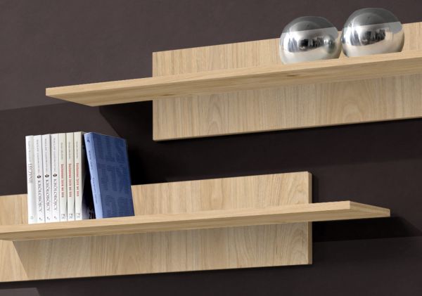 Wohnwand Option in Jackson Eiche Schrankwand 5-teilig h�ngend inkl. LED und Push-To-Open, 260 cm