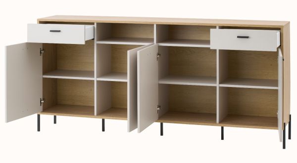 Sideboard Ingar in Kaschmir und Eiche,  Kommode 205 x 95 cm mit Soft-Close