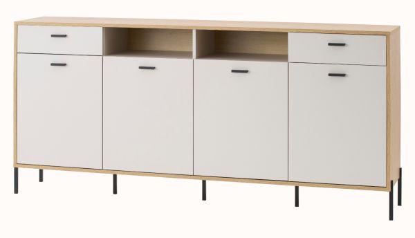 Sideboard Ingar in Kaschmir und Eiche,  Kommode 205 x 95 cm mit Soft-Close