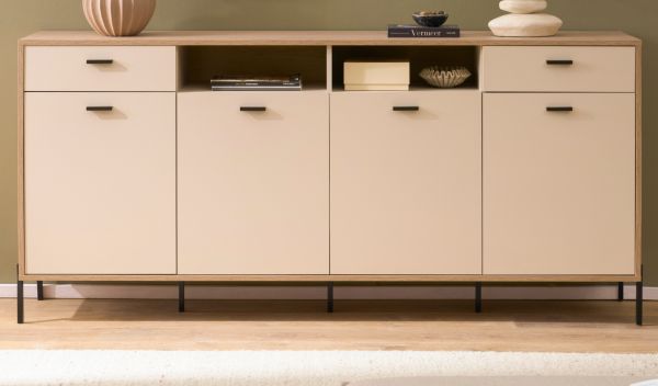 Wohnwand Ingar in Kaschmir und Eiche Wohnkombination 320 cm, mit Soft-Close