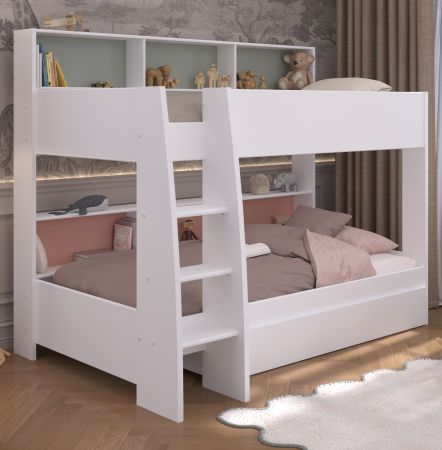 Parisot Etagenbett Leo in Wei�, Kinder und Jugendzimmer Hochbett Liegefl�che 2x 90 x 200 cm