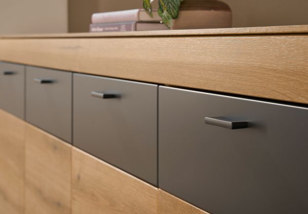 Sideboard Assina in Evoke Eiche und Graphit Grau, gro�e Kommode 200 cm mit Soft-Close