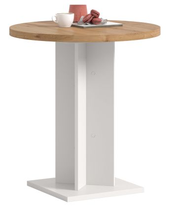 Esstisch Anton in Artisan Eiche und wei� K�chentisch rund � 70 cm