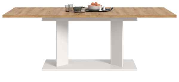 Esstisch Anton in Artisan Eiche und Wei� Tisch 2-fach ausziehbar 140 - 180 - 220 x 90 cm