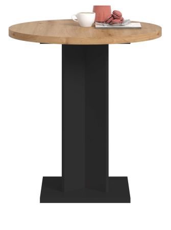 Esstisch Anton in Artisan Eiche und schwarz K�chentisch rund � 70 cm