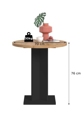 Esstisch Anton in Artisan Eiche und schwarz K�chentisch rund � 70 cm
