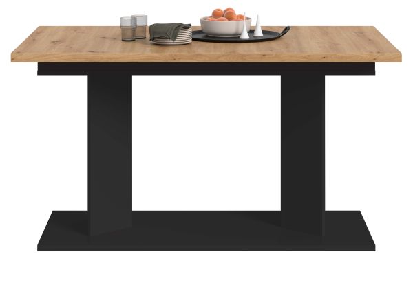 Esstisch Anton in Artisan Eiche und schwarz Tisch 2-fach ausziehbar 140-180-220 x 90 cm