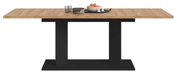 Esstisch Anton in Artisan Eiche und schwarz Tisch 2-fach ausziehbar 140-180-220 x 90 cm
