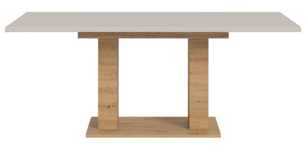 Esstisch Home-X in Kaschmir und Artisan Eiche, S�ulentisch ausziehbar 150 - 190 cm