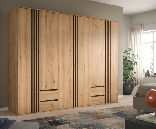 Kleiderschrank Bj�rke in Artisan Eiche und grau Dreht�renschrank 6-t�rig 240 x 192 cm